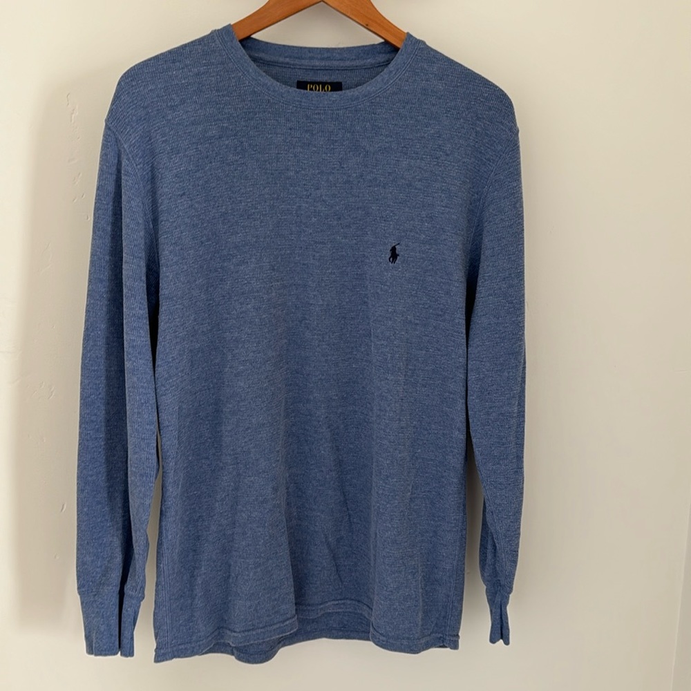 POLO waffle weave long sleeve pullover